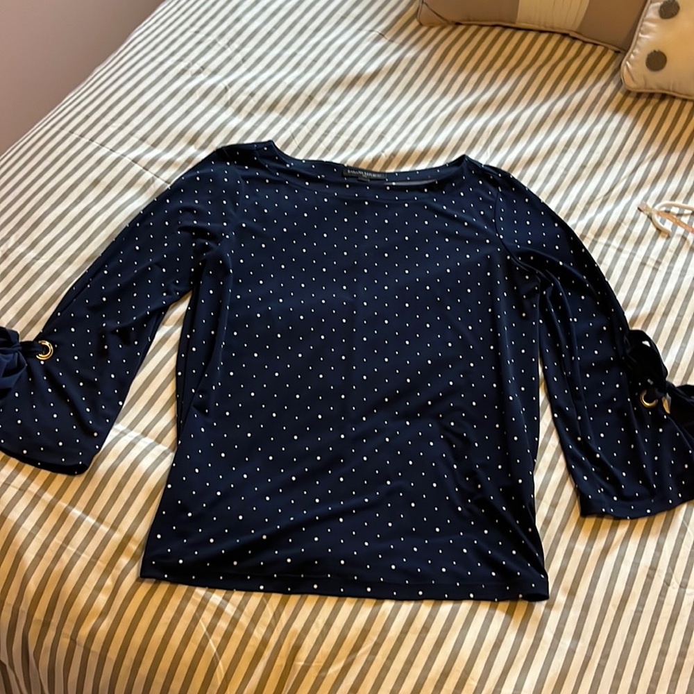 Banana Republic Blouse Navy with white Dots size XS